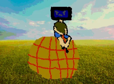 Thompson on a haybale