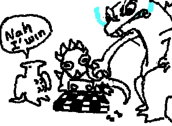 Godzilla playin chess for the first time