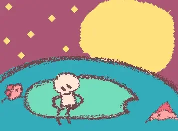 In the pond at the middle of the night