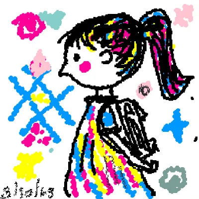 little girl in colorful.
