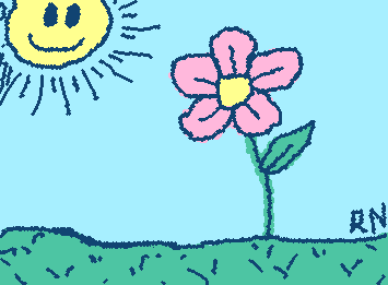 Flower and Smiley Sun