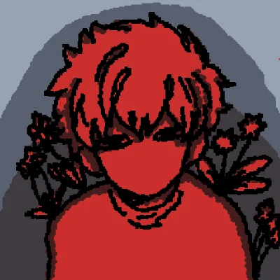 red flower guy