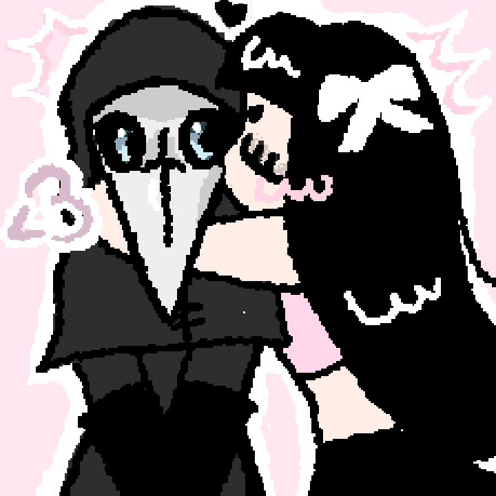 Nuevo y primer dibujo de SCP-049 y yo en Wiggly Paint!! <3 💕🖤