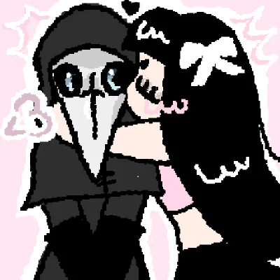 Nuevo y primer dibujo de SCP-049 y yo en Wiggly Paint!! <3 💕🖤