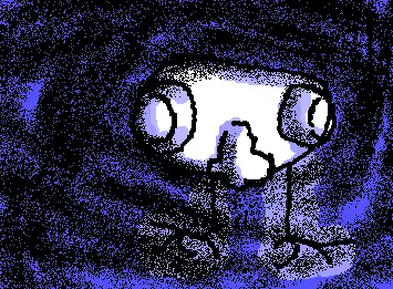 cutesy human divoring little guy