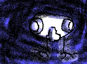 cutesy human divoring little guy