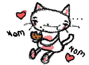 wiggly cat eating cookie