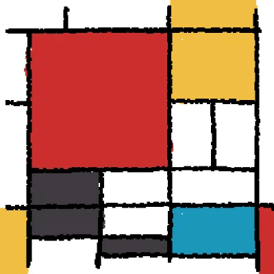 Composition with Large Red Plane, Yellow, Black, Gray, and Blue