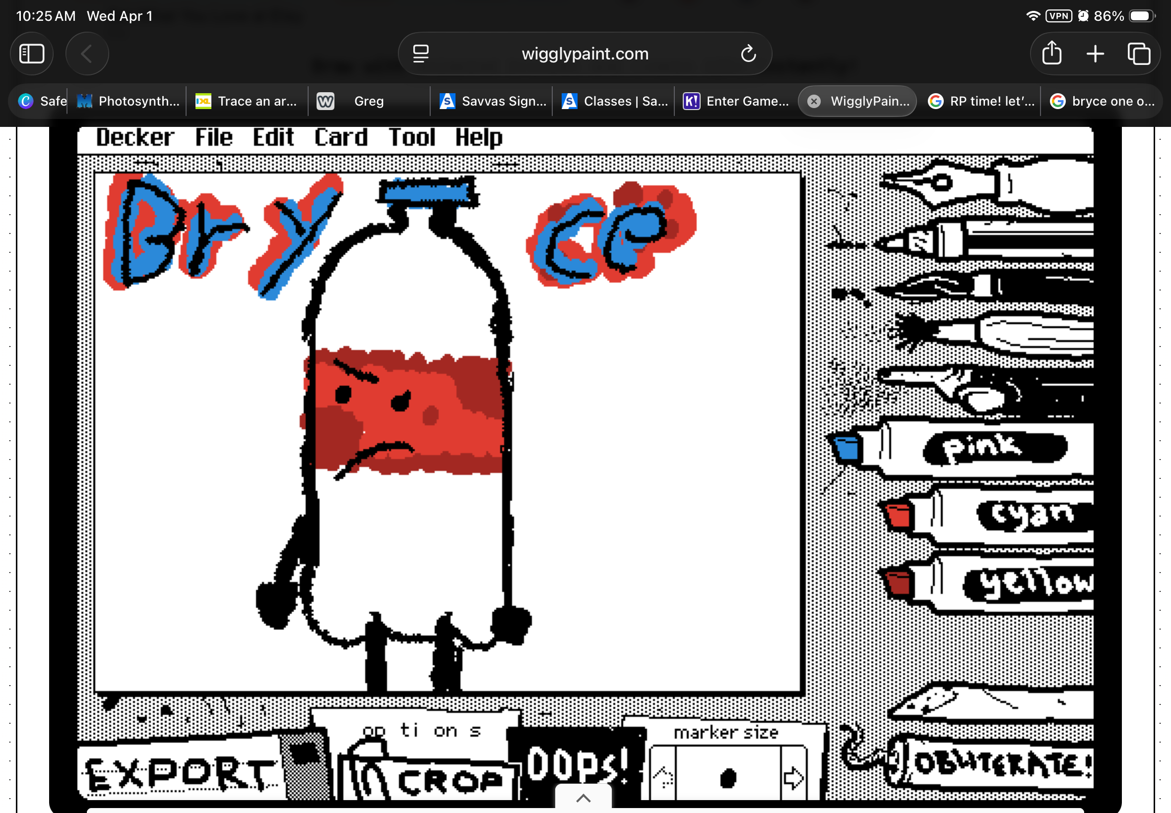 Um I had no idea how to post when I made this so ignore the non wiggles