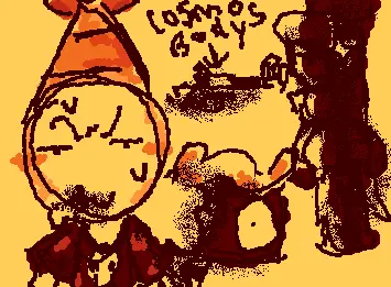kawaii photo of shrimp dude abt to get ripped to shreds after he eats cosmo and gets hunted down by sprout  ✨💖❤️‍🩹😁😊