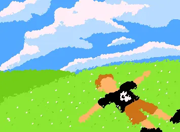 sprawling on grass