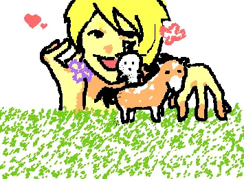 blonde guy and tiny horsey guy