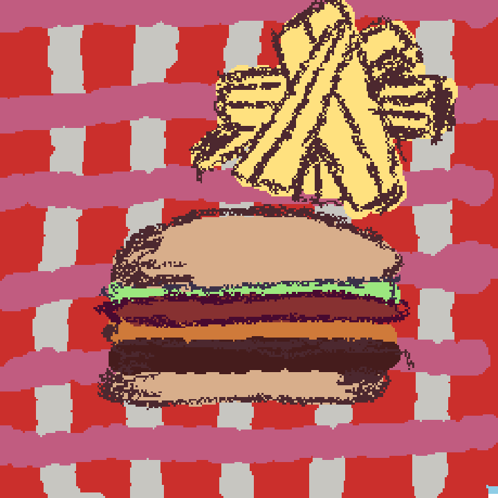 yummy burger with fries