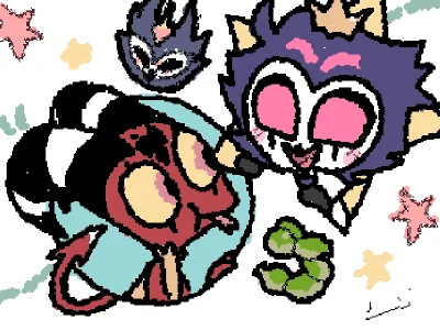 Little stolas and Little Blizø ❤️💙🦎🦉