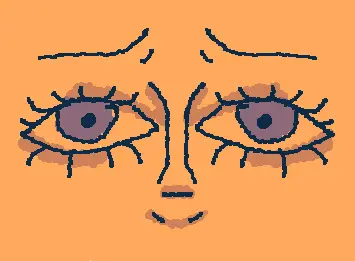 Olhos assustados.