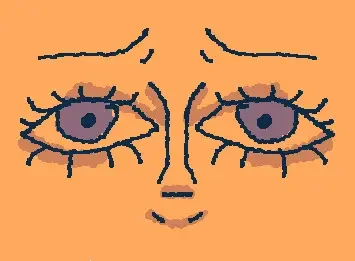 Olhos assustados.