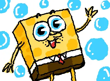 Sponge boy with bubbles